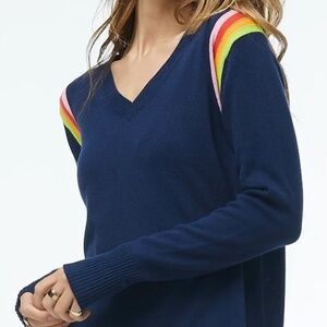 Zaket and Plover Rainbow Shoulder Detail 100% Cotton Blue Sweater Sz XS